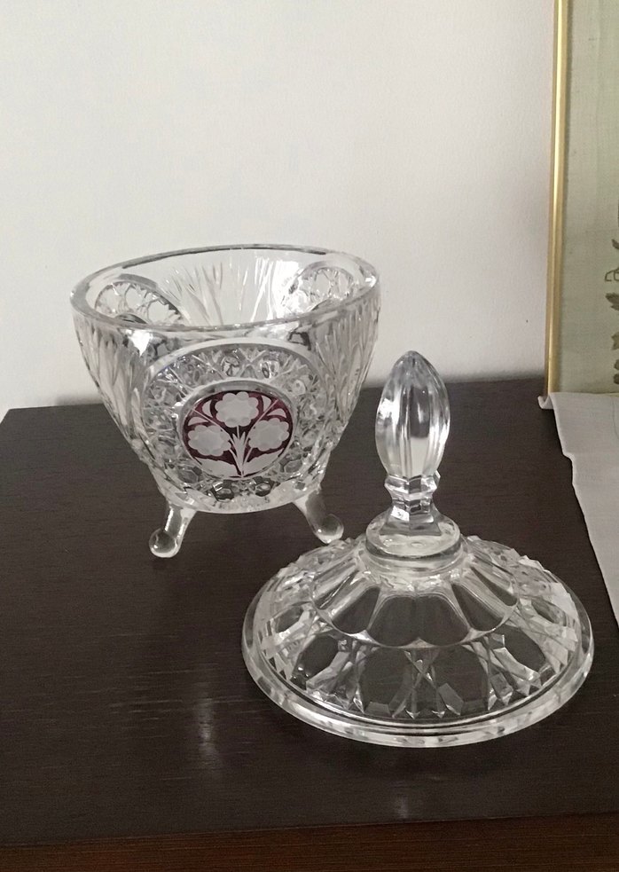 Ayaklı Bohemia Kristal Kapaklı Dekoratif Şekerlik - Görsel 2