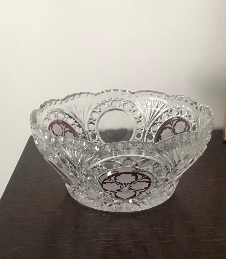 Beyaz İşlemeli Bohemia Kristal Sunumluk - Görsel 2