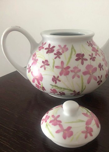 Pembe Çiçek Desenli Renkli Demlik - Görsel 2