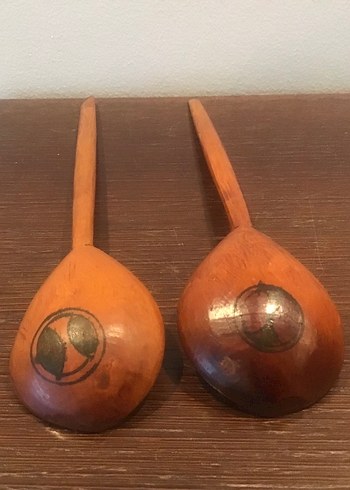 Bej Parlak Ahşap Oyma Kaşık Seti - Görsel 2