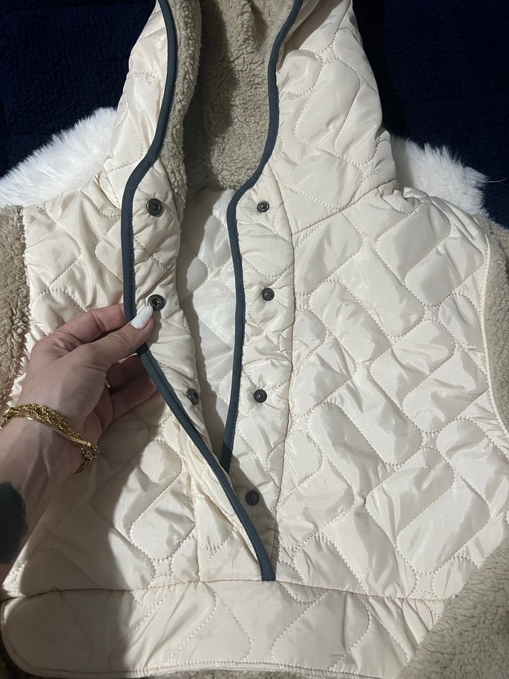 Kadın Gri Peluş Detaylı Kapüşonlu Mont - Görsel 2