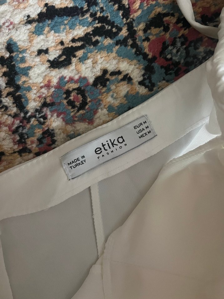 Beyaz Straplez Midi Bohem Mini Elbise - Görsel 2