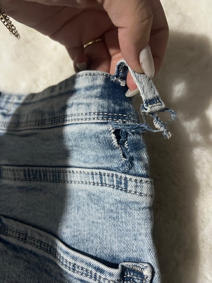 Kadın Gri Mavi Tüylü Skinny Kot Pantolon - Görsel 5