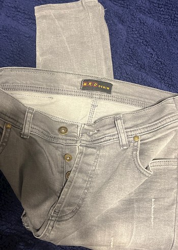 Gri Düğmeli Erkek Denim Pantolon - Görsel 2