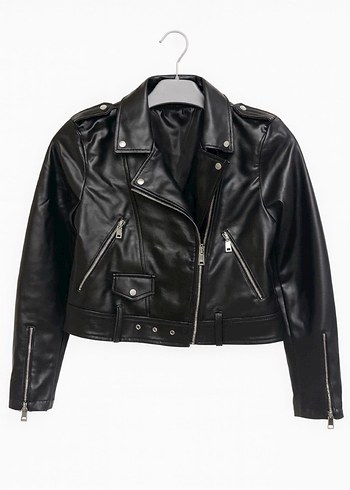 Zara Kadın Siyah Deri Biker Ceket