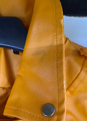 turuncu Deri Kadın Biker Ceket - Görsel 2