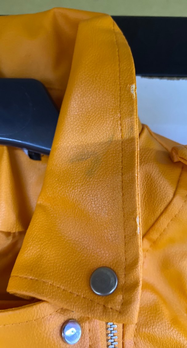 turuncu Deri Kadın Biker Ceket - Görsel 2