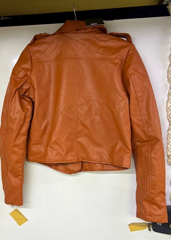 Kahverengi Mini Biker Deri Ceket - Görsel 2