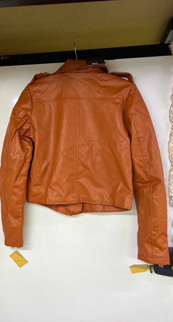 Kahverengi Mini Biker Deri Ceket - Görsel 2