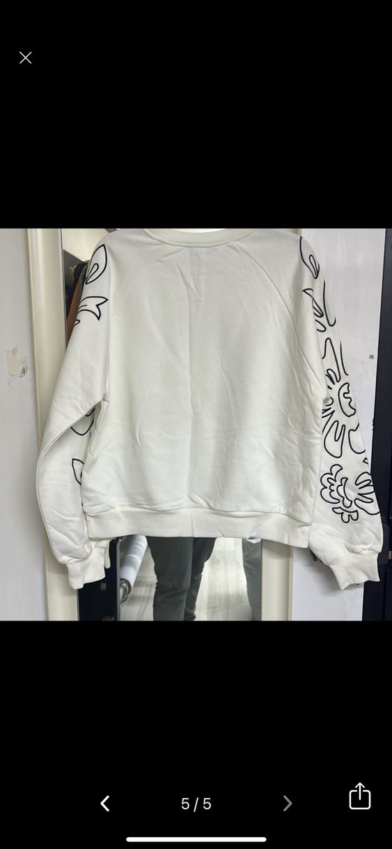 Beyaz Baskılı Kadın Sweatshirt - Görsel 3