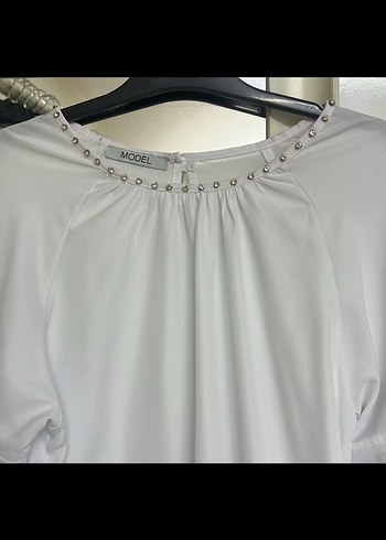 Beyaz   Bluz Katlı Fırfır Kollu - Görsel 4