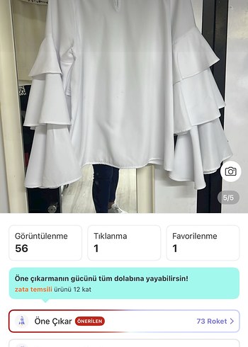 Beyaz   Bluz Katlı Fırfır Kollu - Görsel 5