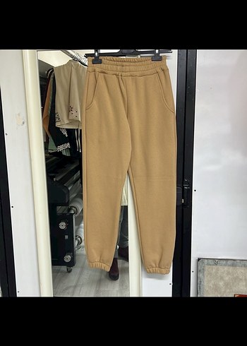 Bej Kadın Salaş Sweatpants Peluş Detaylı - Görsel 4