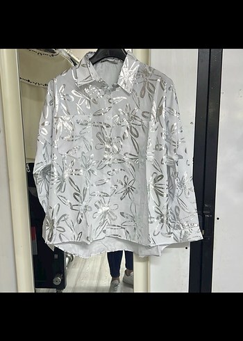 Gri Kadın Uzun Kollu Midi Gömlek - Görsel 2