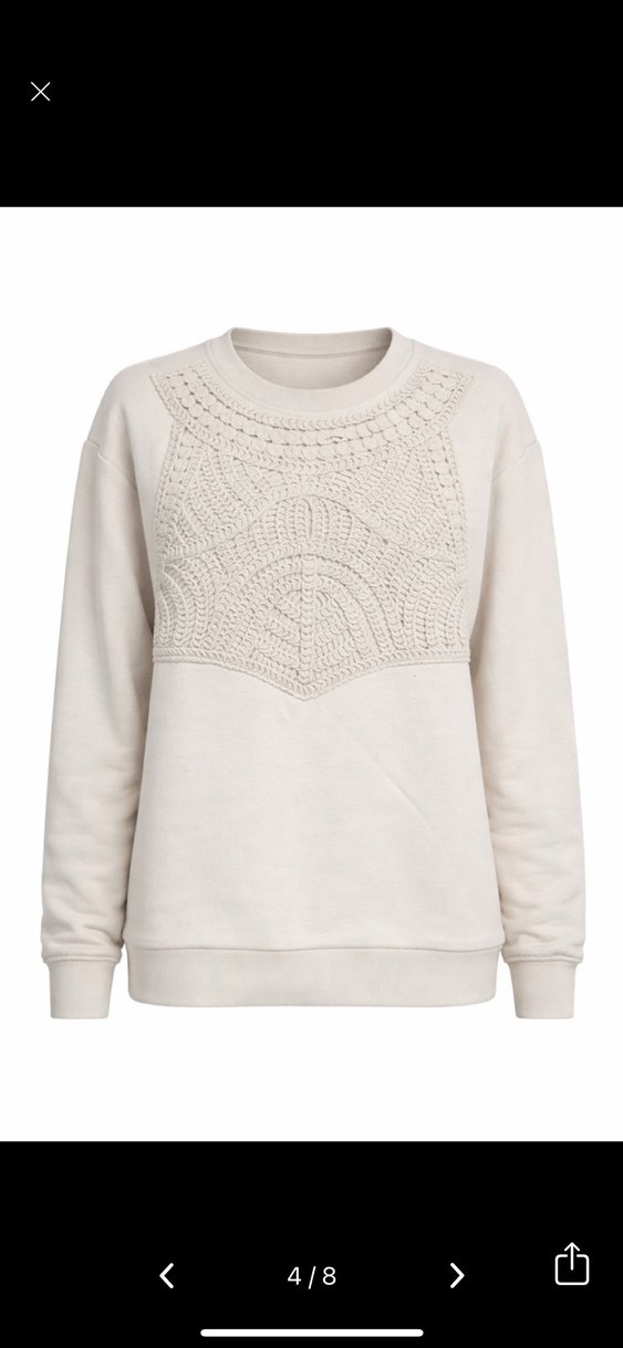 Nakışlı Bej Kadın Triko Sweatshirt - Görsel 3