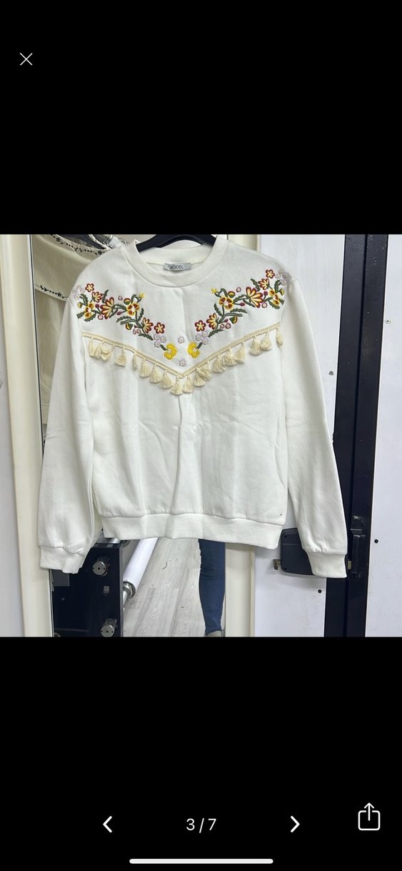 Nakışlı Beyaz Kadın Sweatshirt - Görsel 3