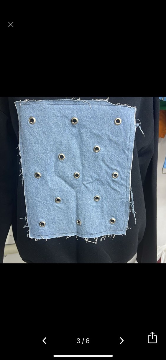 Siyah Denim Detaylı Uzun Kollu Sweatshirt - Görsel 3