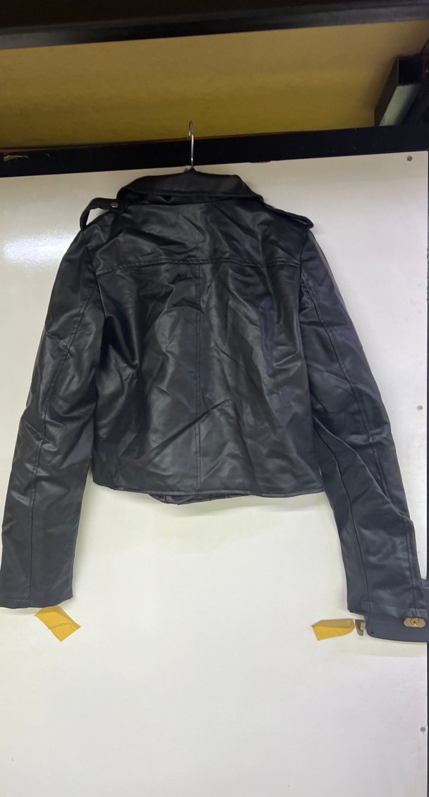 Siyah Deri Kadın Biker Ceket - Görsel 3