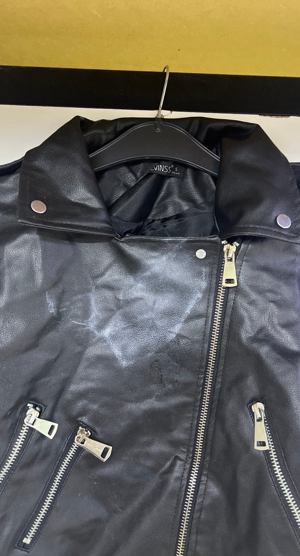 Siyah Deri Kadın Biker Ceket - Görsel 2