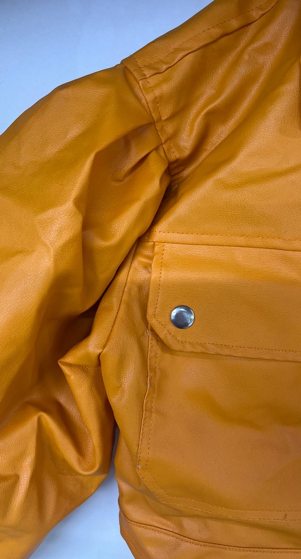 i turuncu Düğmeli Deri Kadın Ceket - Görsel 2