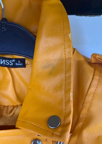 turuncu Kadın Deri Biker Ceket - Görsel 2