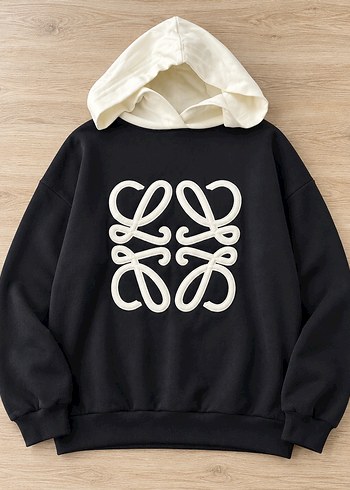 Zara Loewe Siyah Oversize Kapusonlu Sweatshirt