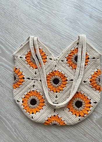 Çiçek Desenli Örgü Bohem Kadın Çantası