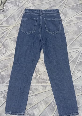 Piliseli Mavi Kadın Midi Kot Pantolon - Görsel 2