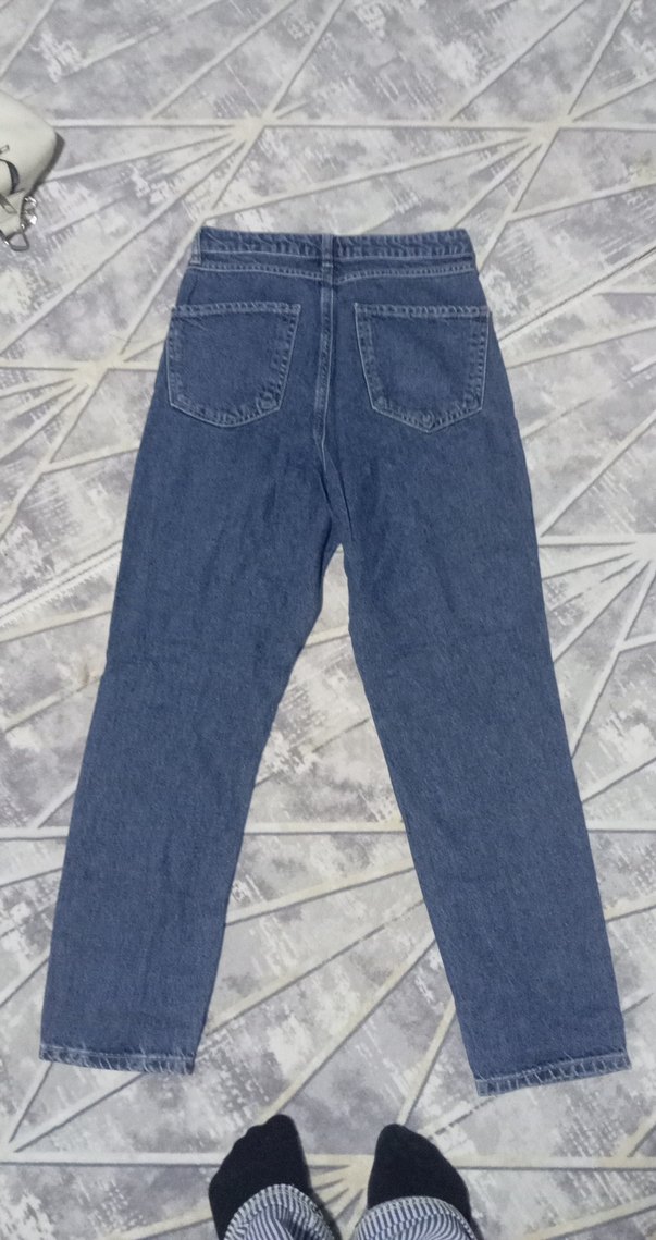 Piliseli Mavi Kadın Midi Kot Pantolon - Görsel 2