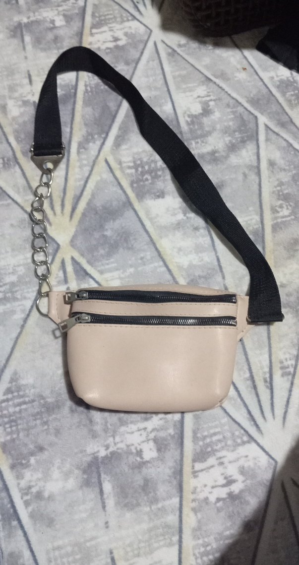 Bej Deri Kadın Bel Çantası - Görsel 3