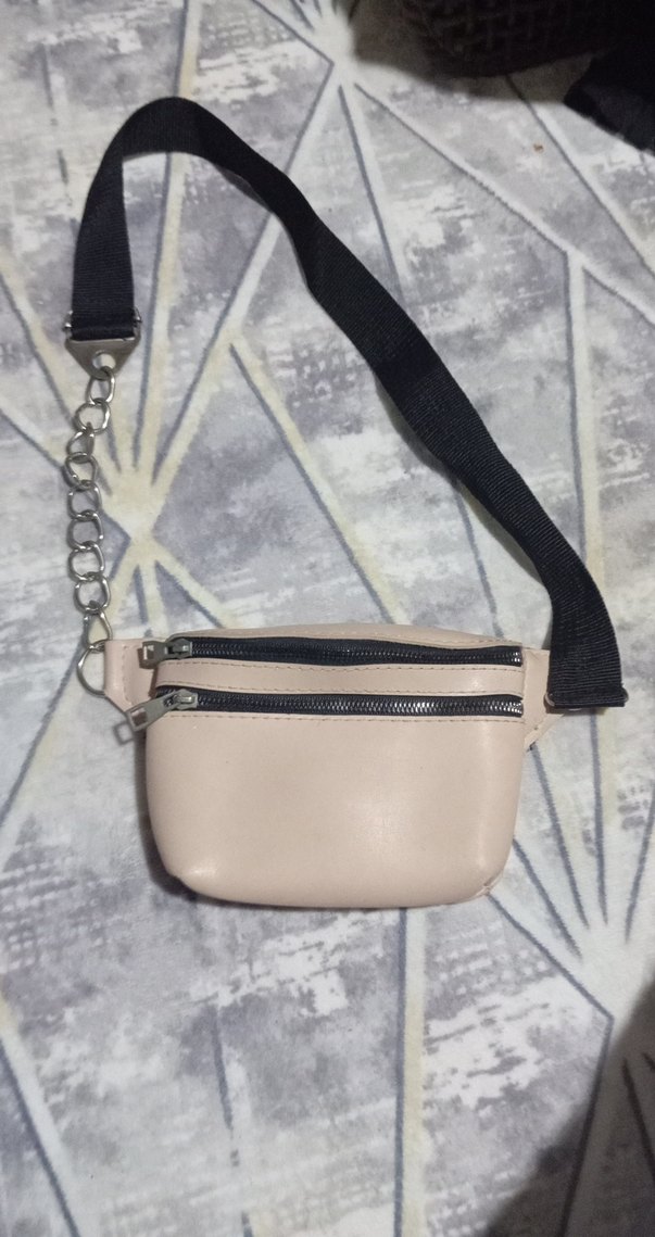 Bej Deri Kadın Bel Çantası - Görsel 4