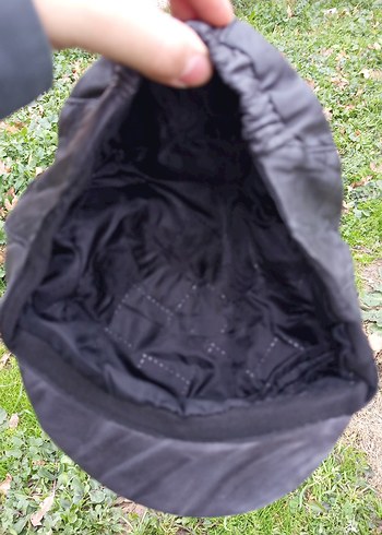 Düğmeli Gri Deri Biker Şapka - Görsel 3