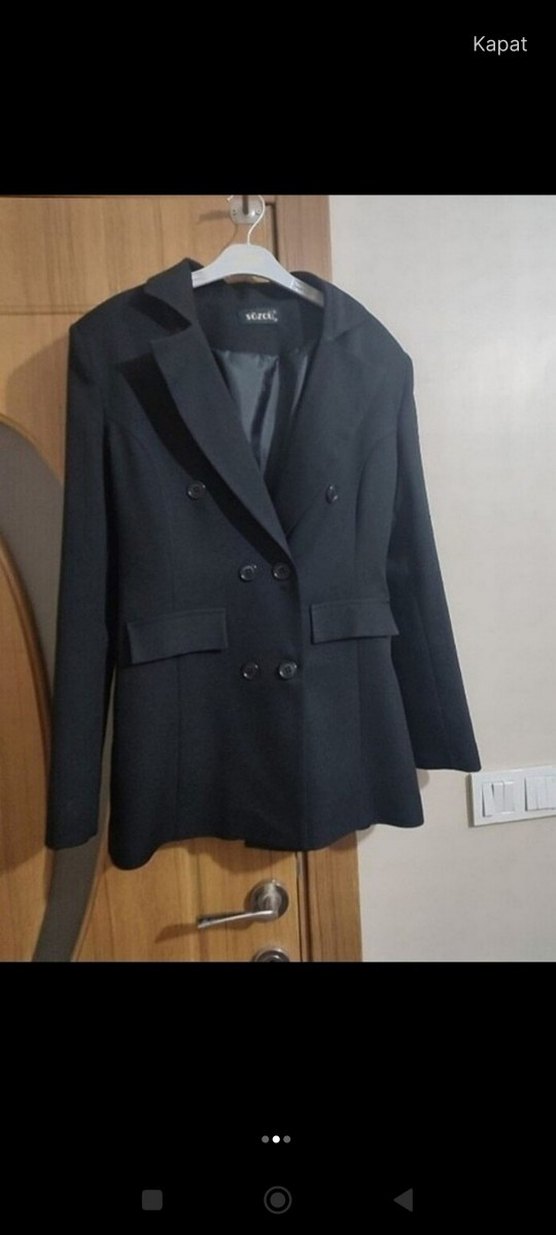 Düğmeli Siyah Kadın Blazer Ceket - Görsel 2