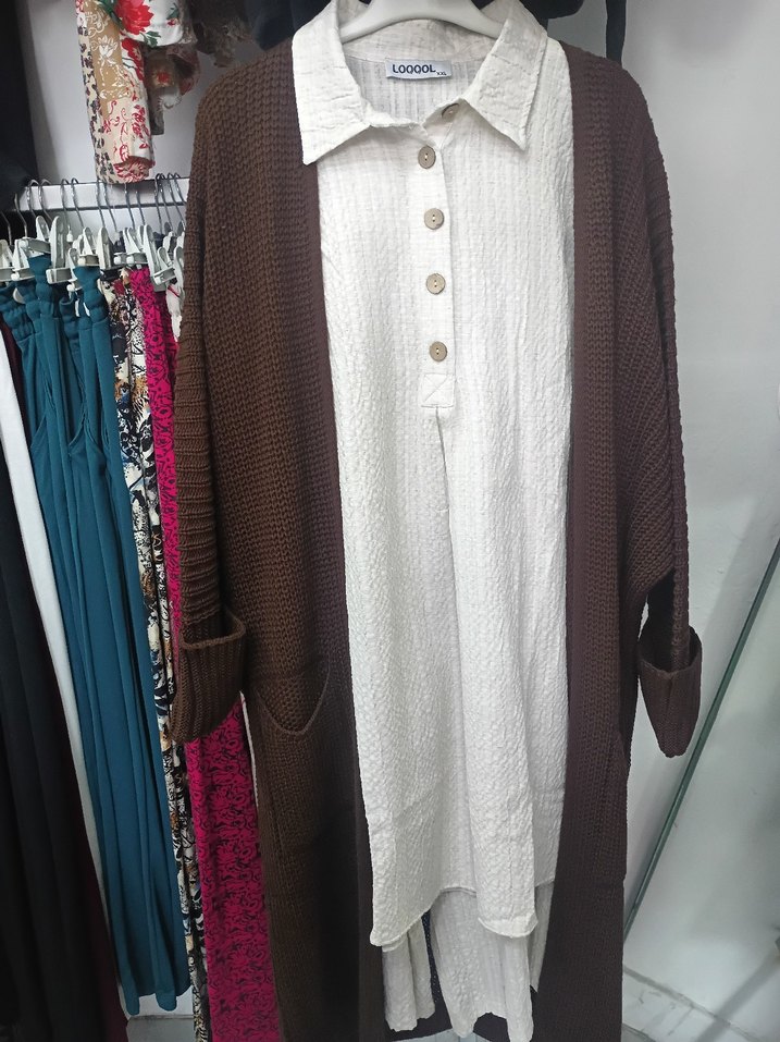 Kadın Lacivert Uzun Triko Hırka - Görsel 2