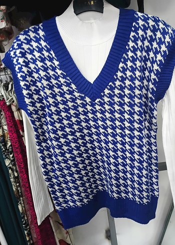 V Yaka Örgü Kadın Süveter - Görsel 5