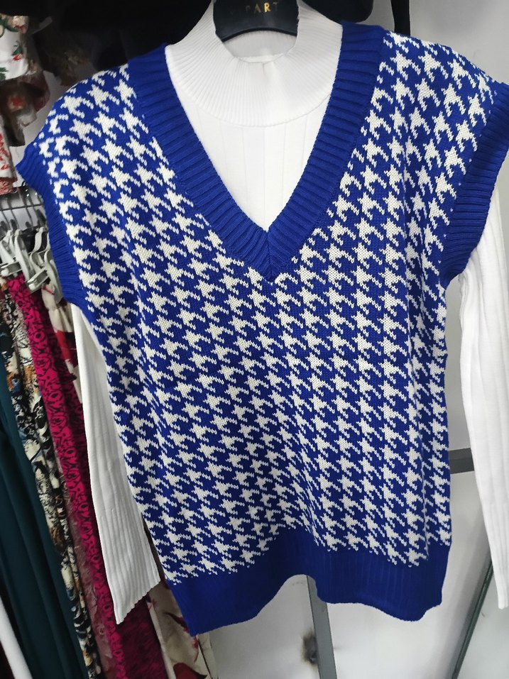 V Yaka Örgü Kadın Süveter - Görsel 5