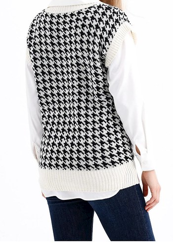 Kadın V Yaka Örgü Süveter - Görsel 6