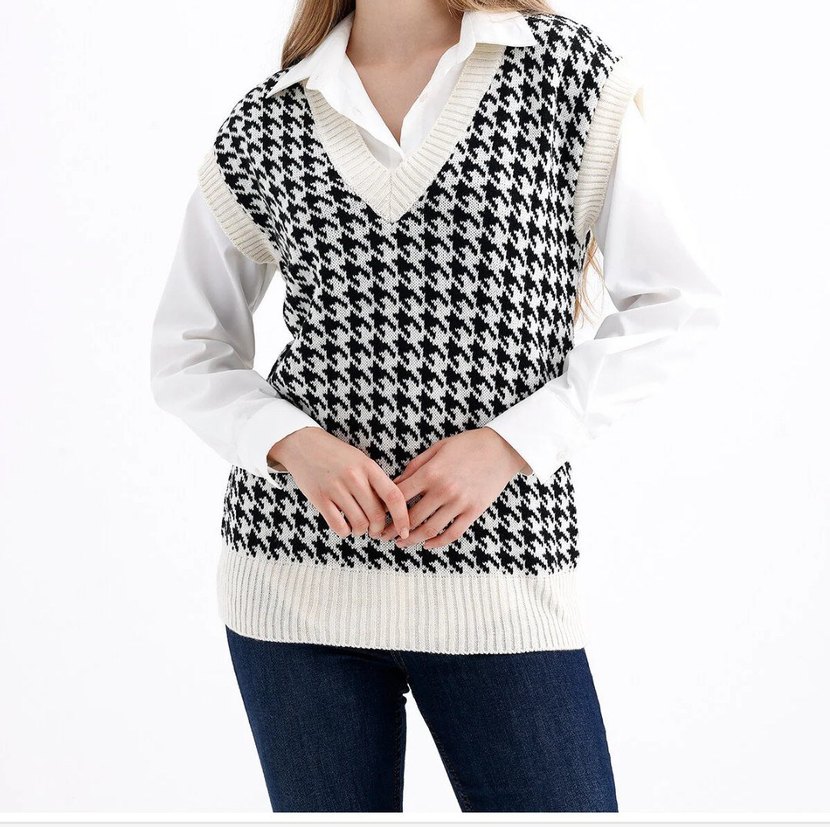 Kadın V Yaka Örgü Süveter - Görsel 5