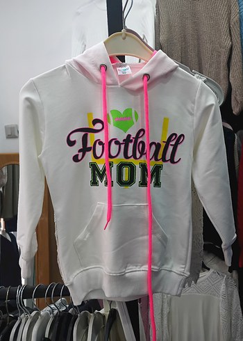 Pembe Kapüşonlu Football Mom Sweatshirt - Görsel 2