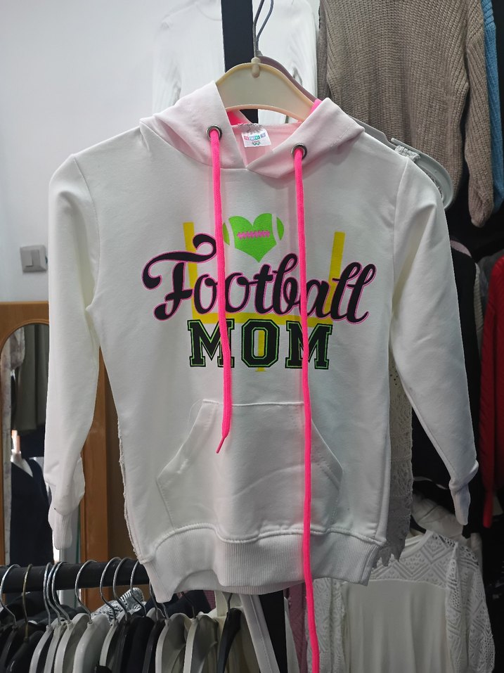 Pembe Kapüşonlu Football Mom Sweatshirt - Görsel 2