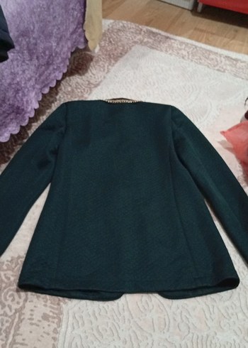 Zincir Detaylı Kısa Yeşil Kadın Blazer Ceket - Görsel 5