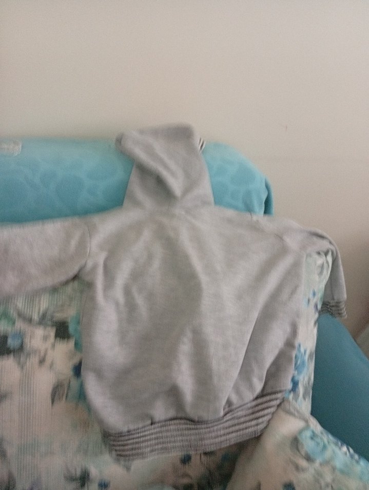 Kapüşonlu, Fermuarlı Gri Erkek bebek hirka - Görsel 2