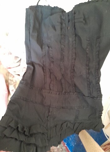 m Beden Sheinside mini gotik siyah straplez elbise