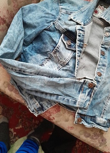 m Beden Mavi marka crop kot ceket