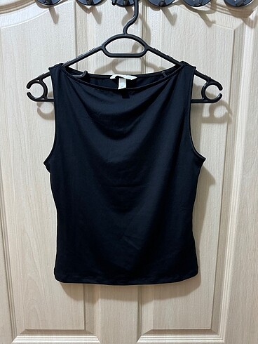 H&M siyah microfiber üst