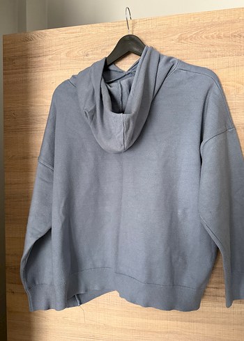 Kadın mavi Kapüşonlu Sweatshirt - Görsel 2