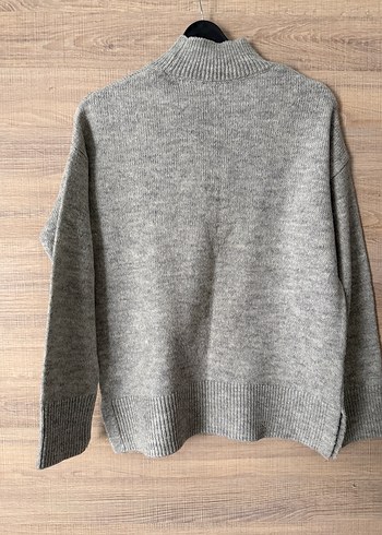 Gri Yün Kadın Yarım Balıkçı Kazak - Görsel 2