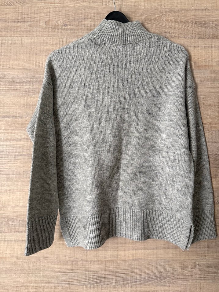 Gri Yün Kadın Yarım Balıkçı Kazak - Görsel 2