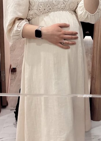 Beyaz Uzun Keten Bohem Elbise - Görsel 2