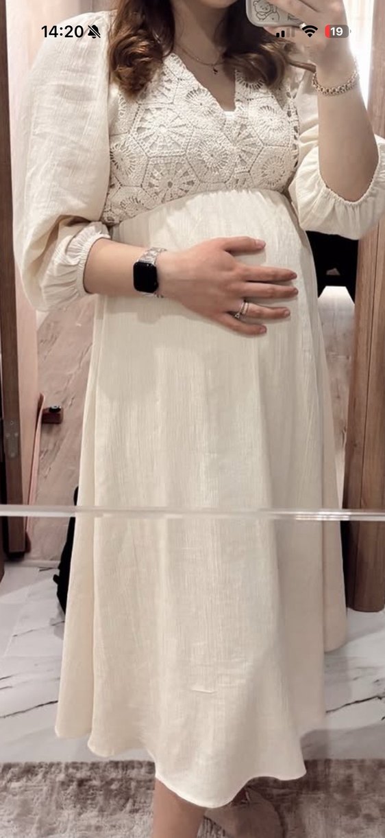 Beyaz Uzun Keten Bohem Elbise - Görsel 2